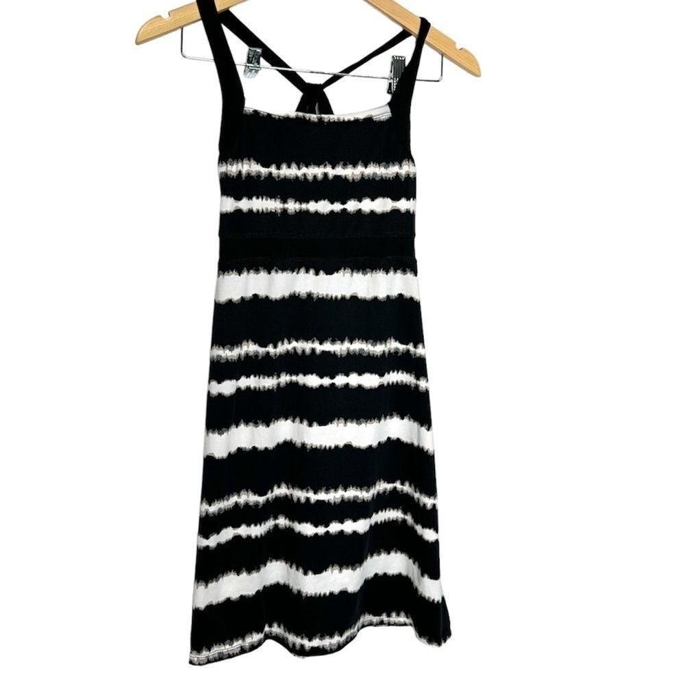 Soybu Black White Tie Dye Stripe Strappy Racerback Active Dress Small - Picture 2 of 5
